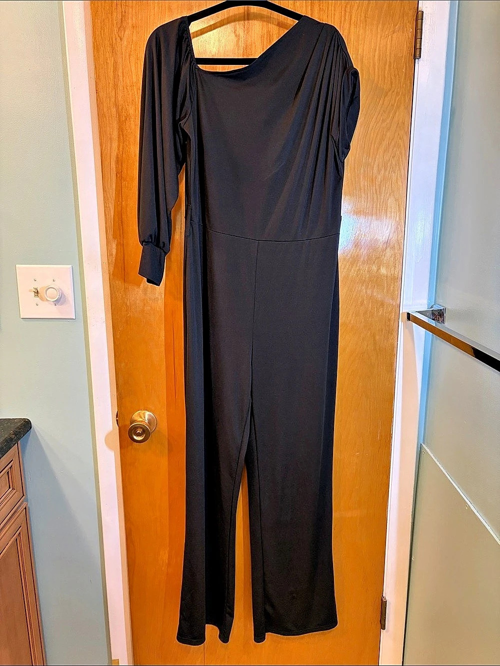 Black Jumpsuit Size XXL, short sleeve and long puffy sleeve. Med. Straight legs
